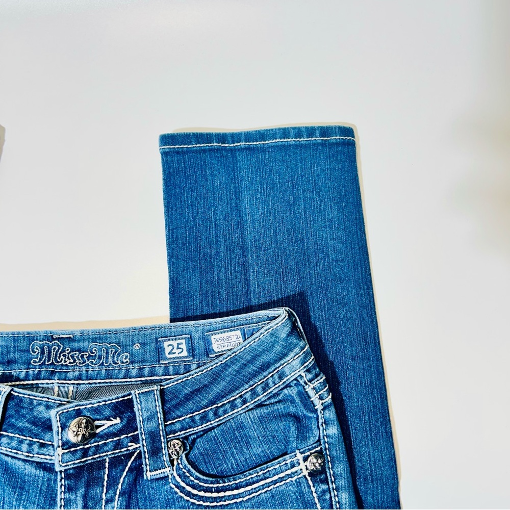 Miss Me jeans JE5685T2L straight leg jeans embellished pockets women Size 25 - Picture 7 of 10